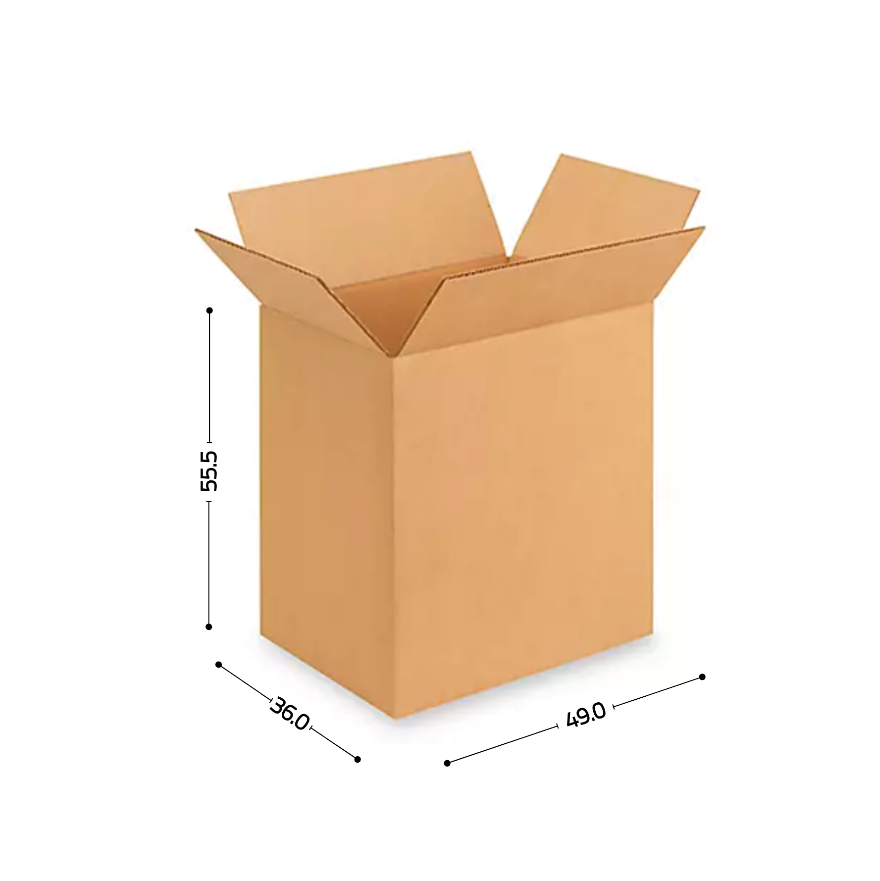Caja de cartón corrugado sencillo 49x36x55.5 (24 pares)