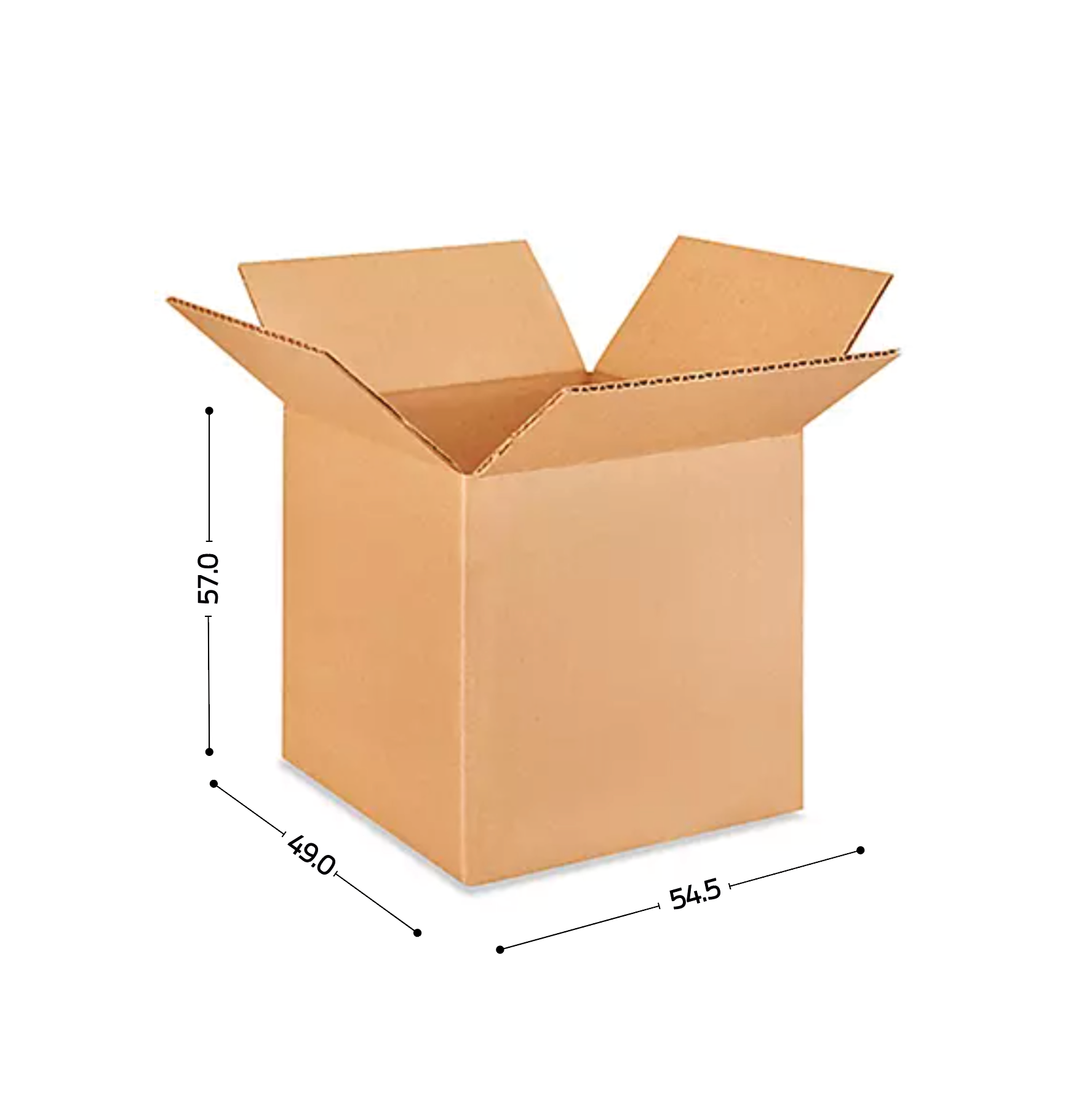 Caja de cartón corrugado sencillo 54.5x49x57 (36 pares)