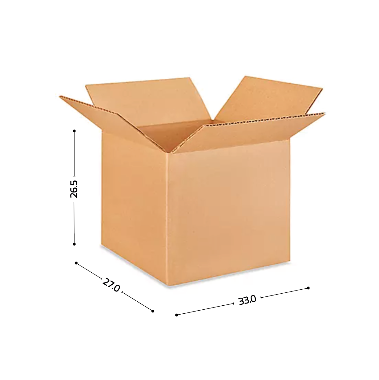 Caja de cartón corrugado sencillo 33x27x26.5 23 (6 pares)