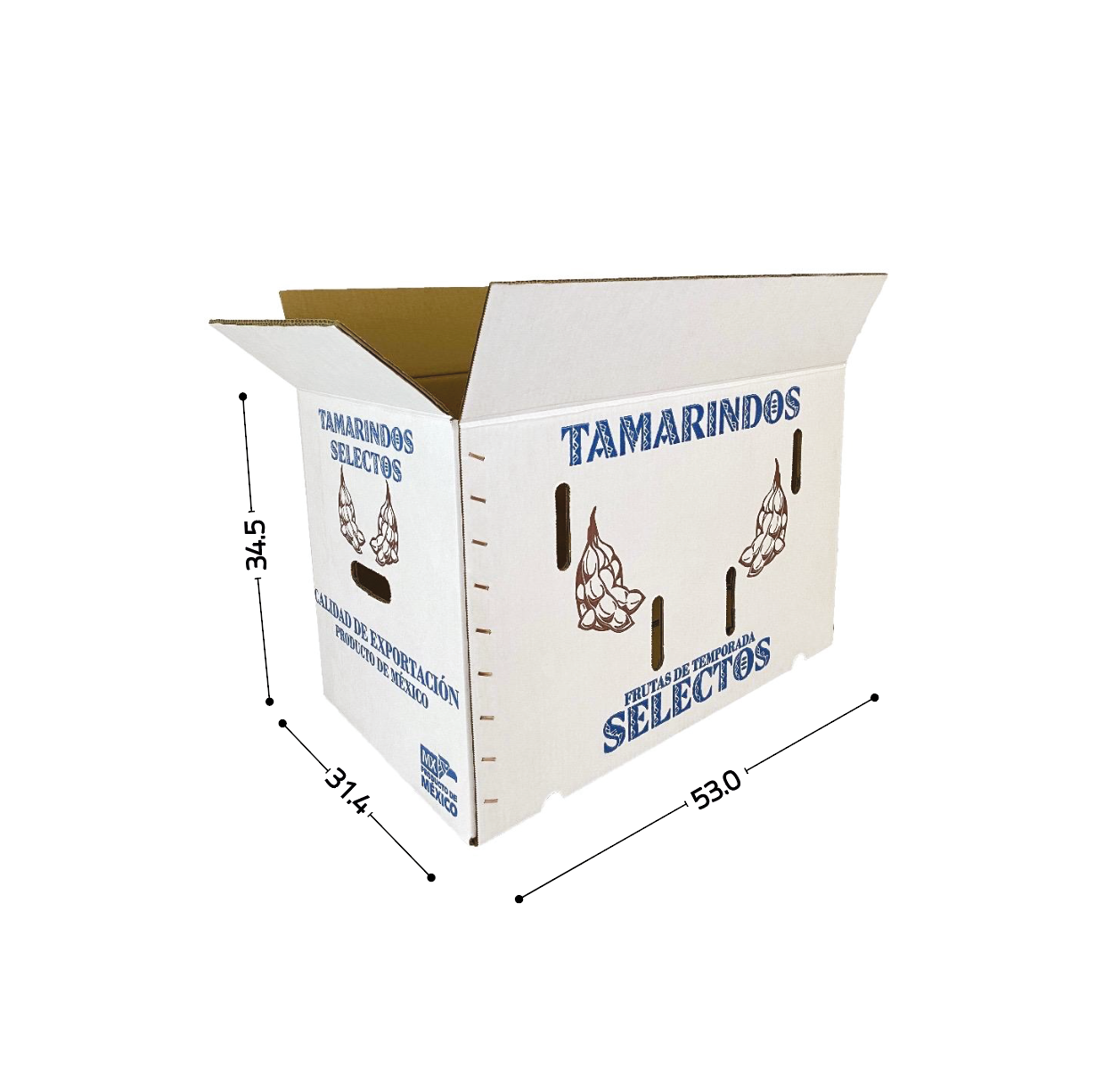 Caja tamarindo 53x31.4x34.5- $30.00 /pza (Paquete 15 piezas)