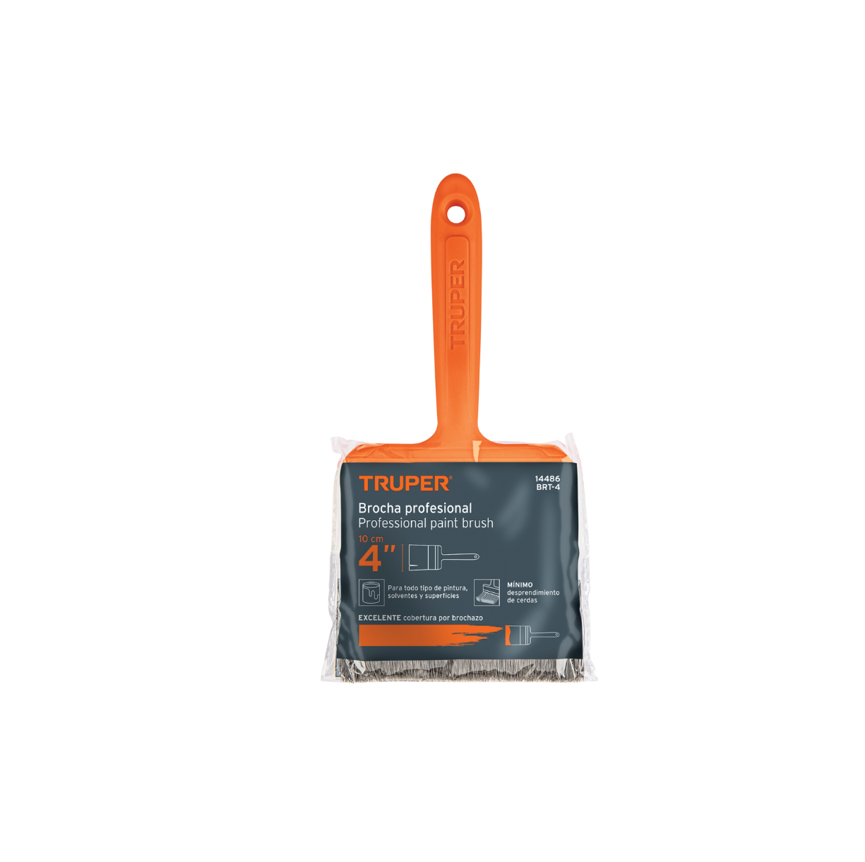 Brocha profesional de 4" con mango de plástico, Truper