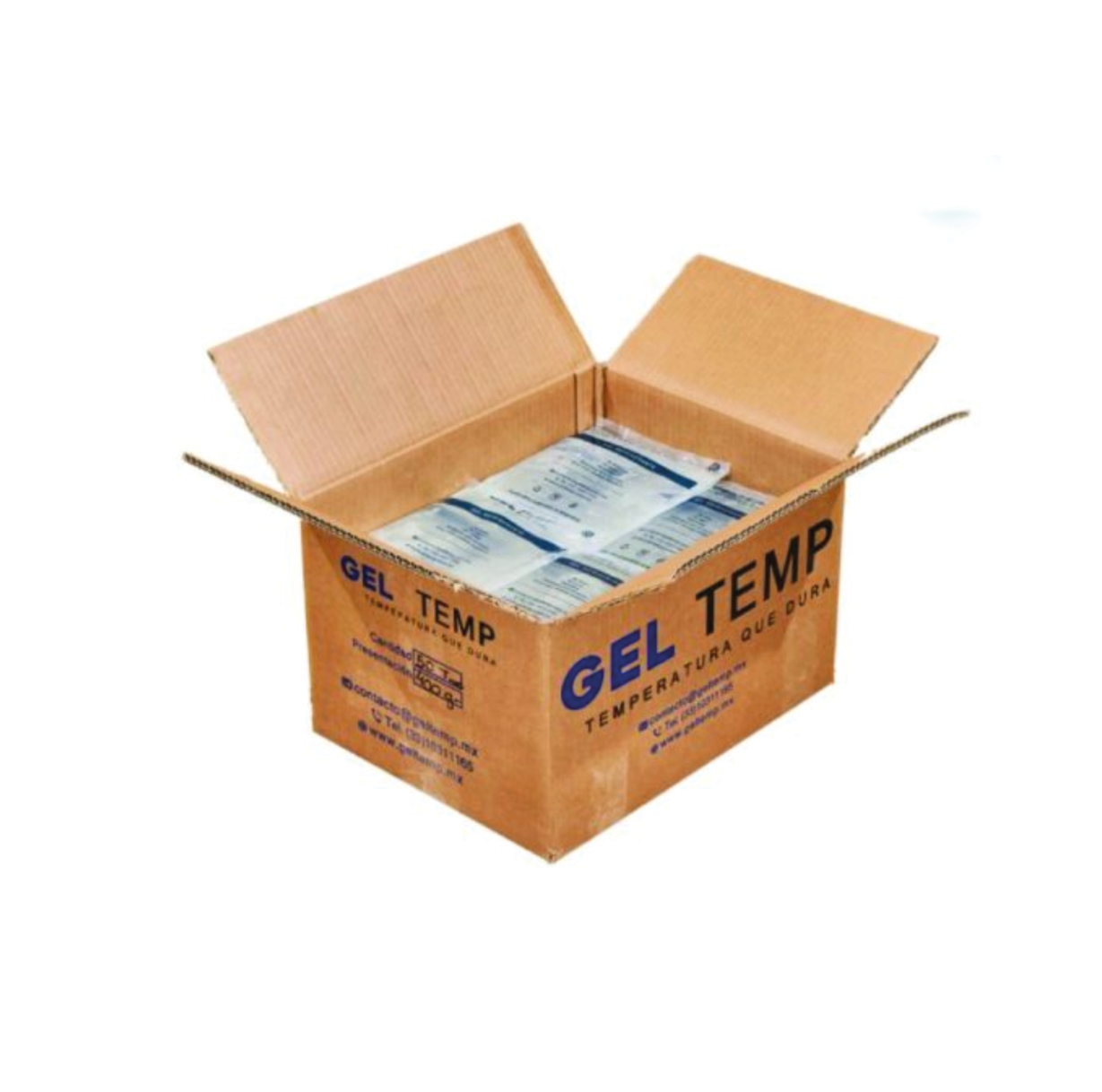 Gel refrigerante Geltemp 250 gr, 400 gr - Desde $9.60 /pza (Caja 50 piezas)