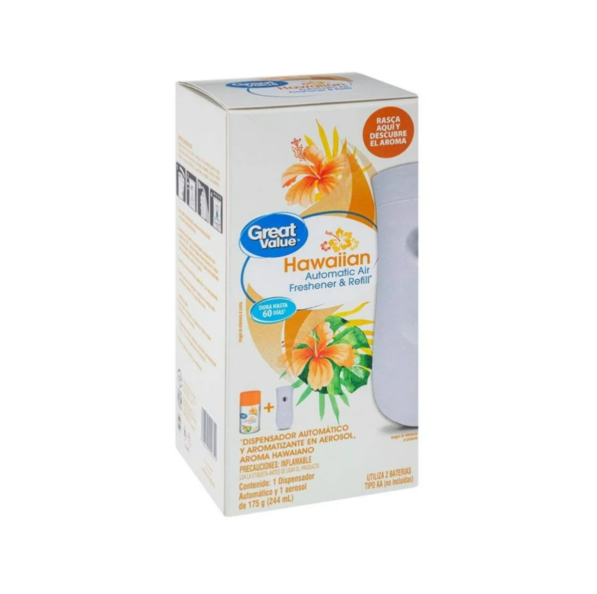 Dispensador ambiental Great Value aroma hawaiano 175 g + dispensador automático