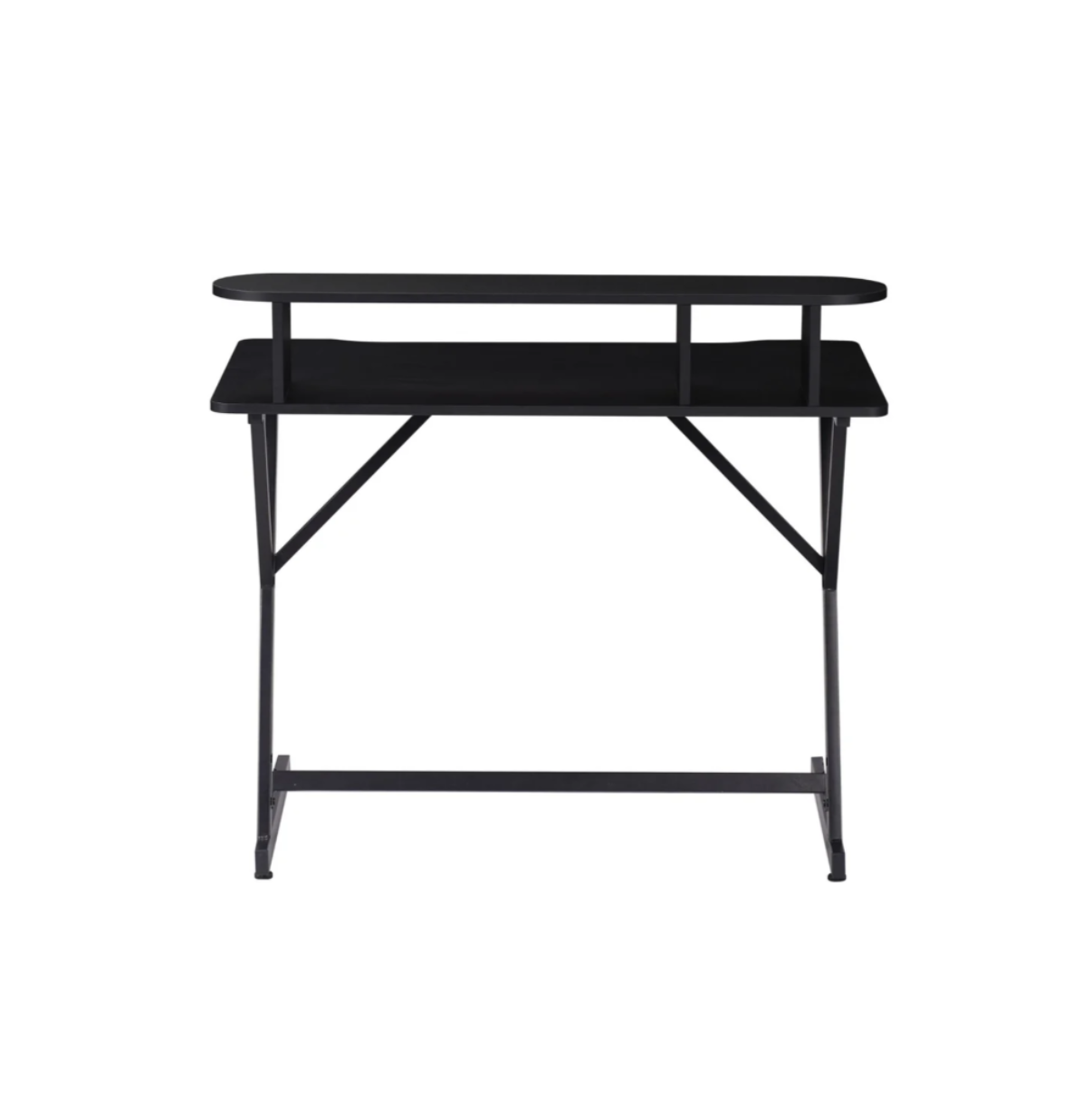Escritorio para computadora moderno con repisa, color negro