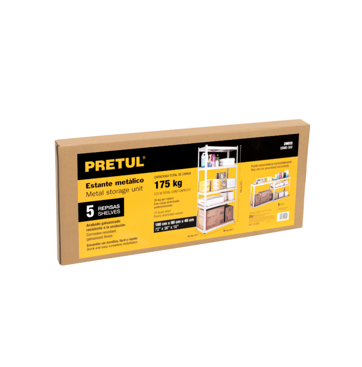 Estante metal con MDF 180x40x90 marca Pretul  5 repisas