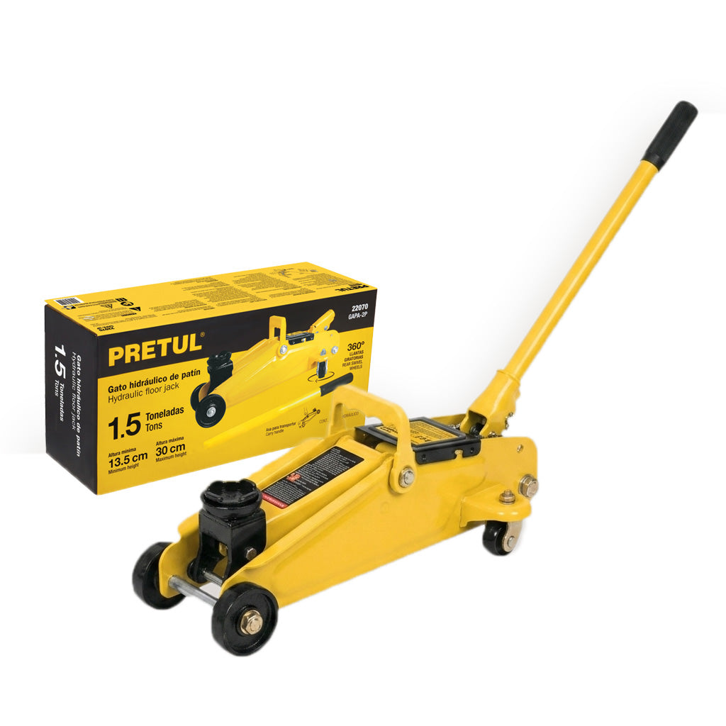 Gato hidráulico de patín 1.5t, 32 movimientos, PRETUL