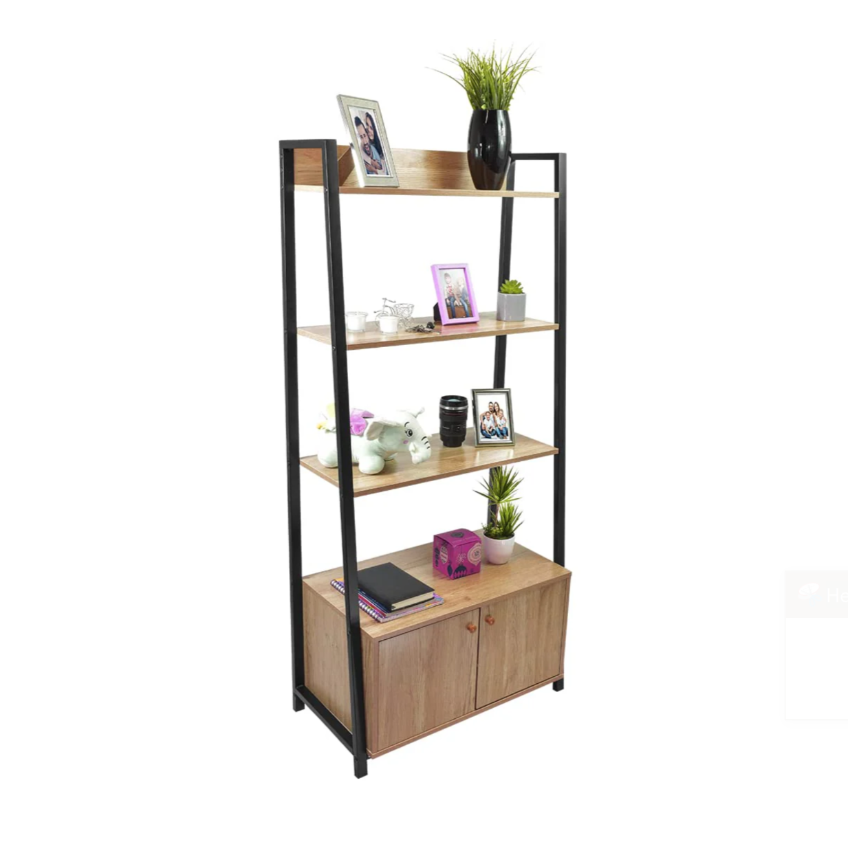 Librero Vertical Bangi con Puertas color cafe/negro, 4 niveles.