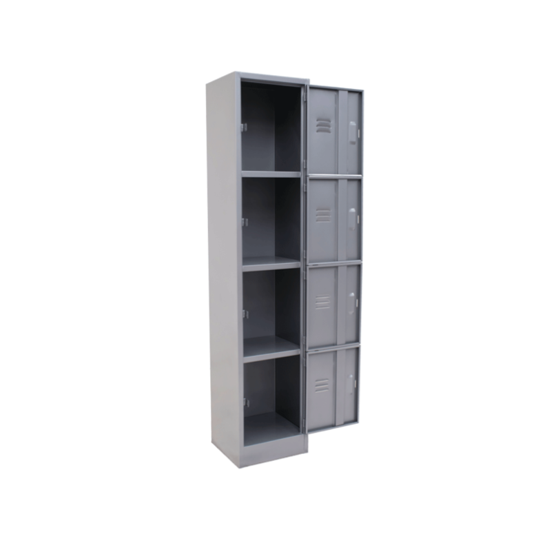 Lockers cuatro puertas de metal, color gris 38x34x180 cm
