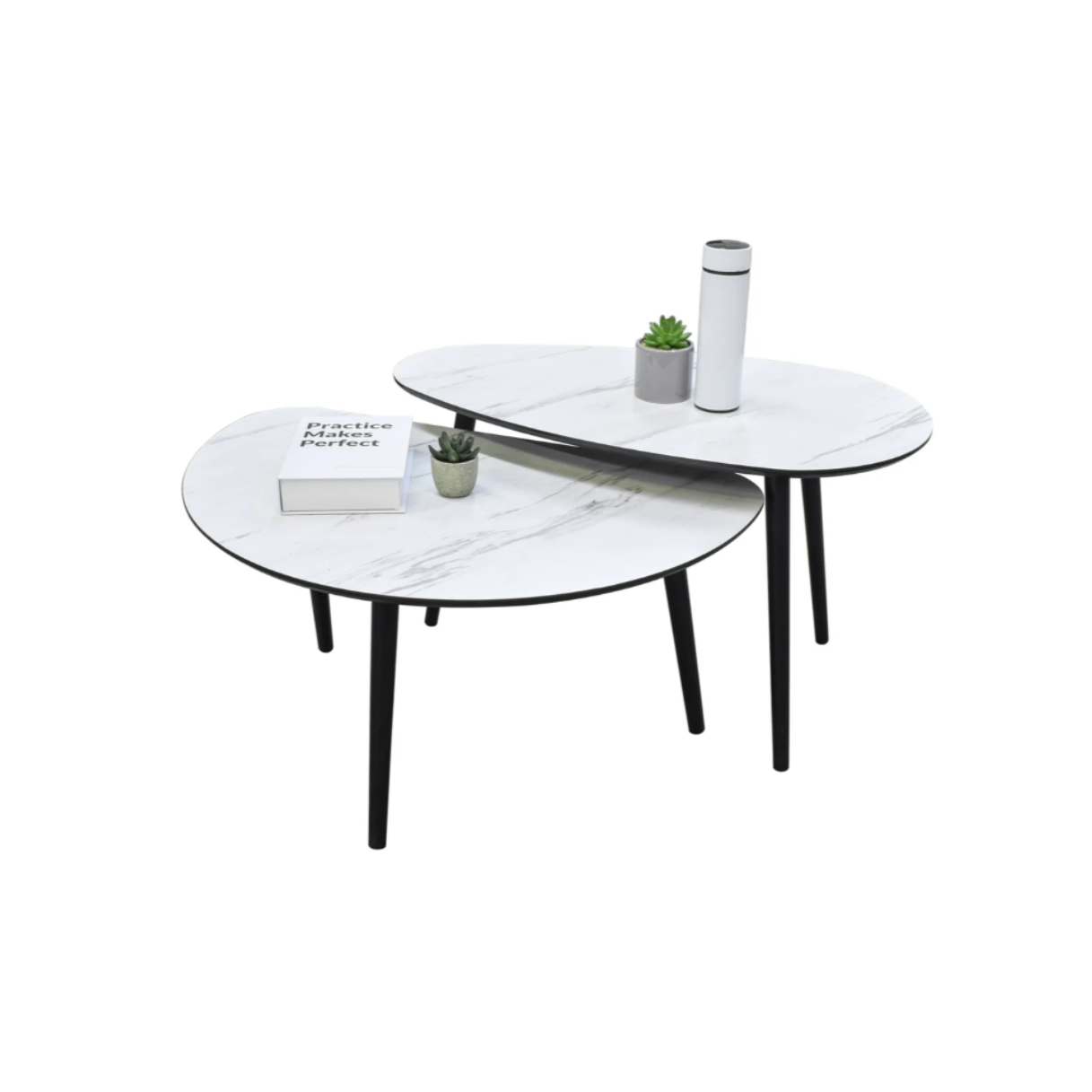 Mesas de centro Catte tipo Mármol Blanco (Paquete 2 piezas)
