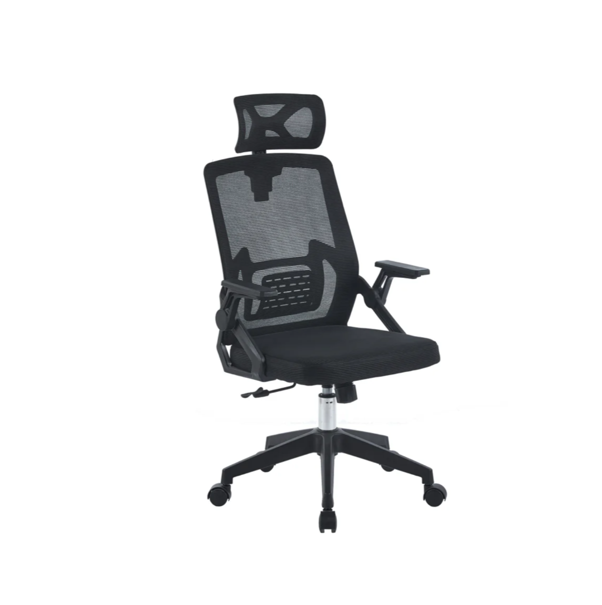 Silla de Oficina ergonómica con cabecero color negro, con giro de 360°