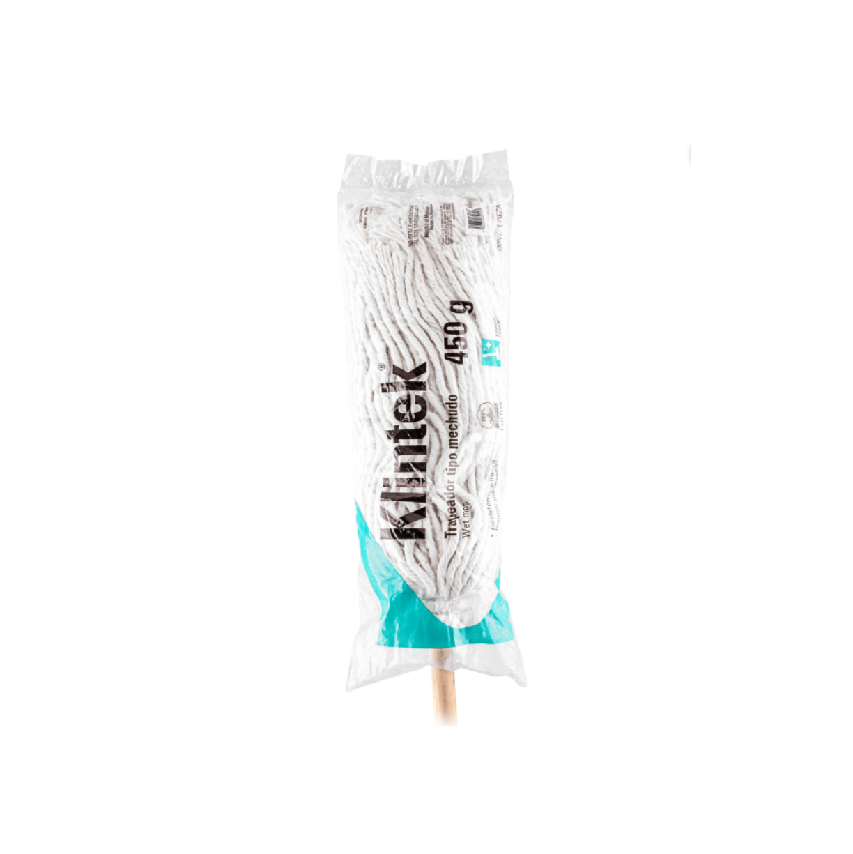 Trapeador tipo mechudo, con bastón de 120 cm, Pabilos 100% algodón marca KLINTEK